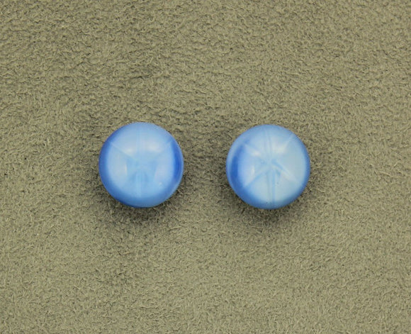 15 mm Light Blue Glass Star Sapphire Magnetic or Pierced Earrings - Laura Wilson Gallery 