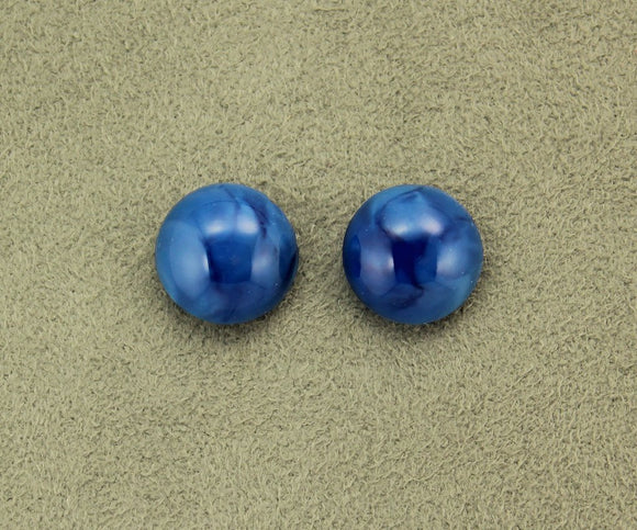 13 mm Lapis Blue Iridescent Glass Button Magnetic Clip or Pierced Earrings - Laura Wilson Gallery 