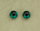 Magnetic 14 mm Emerald Green Cabochon Plastic Button Earring - Laura Wilson Gallery 