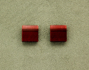 Red Tiger Eye Stone 13 mm  Square Magnetic Earrings - Laura Wilson Gallery 