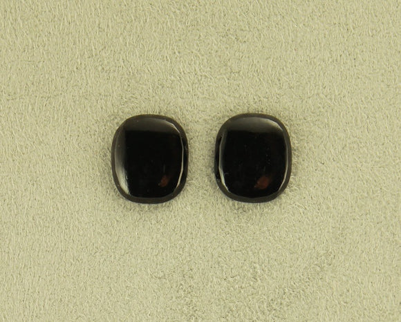 Black Glass 12 x 15 mm Cushion Cut Square Magnetic Non Pierced Clip On Earrings - Laura Wilson Gallery 