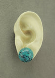 18 mm High Dome Turquoise and Black Matrix Glass Magnetic Non Pierced or Pierced Earrings - Laura Wilson Gallery 
