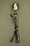 Handmade Faux Ivory Cat on Black Oval Magnetic Brooch or Eyeglass Holder - Laura Wilson Gallery 