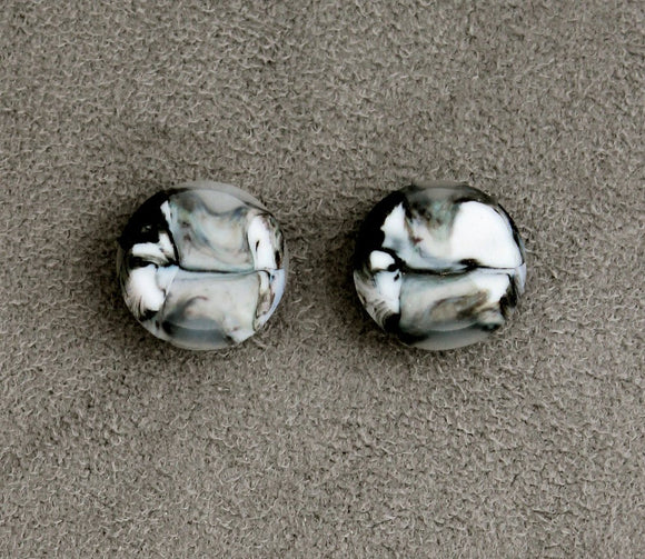 16 mm Black, White and Grey Glass Magnetic Non Pierced Clip Earrings - Laura Wilson Gallery 