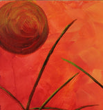 Orange Alien Planet Original Acrylic Painting on Canvas Board - Laura Wilson Gallery 