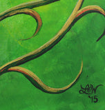 Green Alien Planet Original Acrylic Painting on Canvas Board - Laura Wilson Gallery 