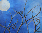 Royal Blue Alien Planet Original Acrylic Painting on Canvas Board - Laura Wilson Gallery 