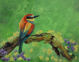 Blue Tailed Bee Eater Original  Acrylic Painting on Canvas Board - Laura Wilson Gallery 
