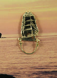 14 Karat Gold Plated Polished Brass Sailing Ship Magnetic Eyeglass Holder or Pin Brooch - Laura Wilson Gallery 
