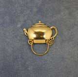 14 Karat Gold Plated Brass Teapot Magnetic Eyeglass Holder or Brooch - Laura Wilson Gallery 