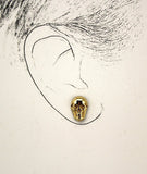 Polished Brass Skull Magnetic Non Pierced Earrings - Laura Wilson Gallery 