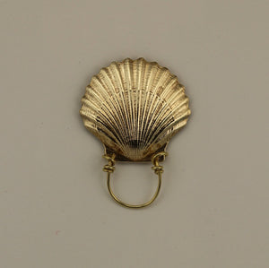 Large Solid Brass Magnetic Scallop Shell Eyeglass Holder or Brooch - Laura Wilson Gallery 