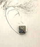Rainbow Aurora Borealis Square Pyramid Crystal Magnetic Clip Earrings - Laura Wilson Gallery 