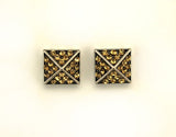 Chocolate Diamond Square Pyramid Crystal Magnetic Clip Earrings - Laura Wilson Gallery 