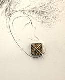 Chocolate Diamond Square Pyramid Crystal Magnetic Clip Earrings - Laura Wilson Gallery 