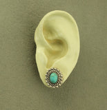 Turquoise and Silver Oval Magnetic Clip Earrings - Laura Wilson Gallery 