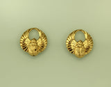 Gold Magnetic Egyptian Winged Scarab Earrings 13 x 15 mm - Laura Wilson Gallery 