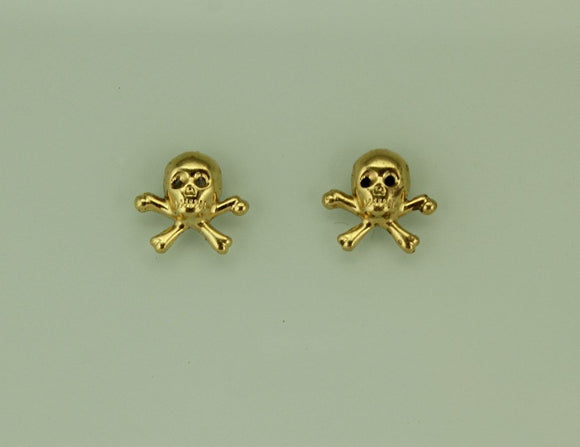 Gold Skull and Crossbone Magnetic Non Pierced Earrings - Laura Wilson Gallery 