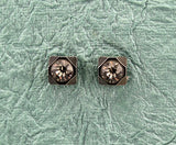 10 mm Square Magnetic Earrings With Faceted Crystal Set in A Wide Silver Bezel Setting - Laura Wilson Gallery 