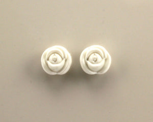 11 mm Round White Rose Magnetic  Non Pierced  Earrings - Laura Wilson Gallery 