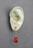 Hand Painted Red Guitar Magnetic Non Pierced Clip Earrings - Laura Wilson Gallery 