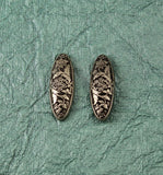 Antique Silver 10 x 28 mm Brass Oval Floral Magnetic Clip Earrings - Laura Wilson Gallery 