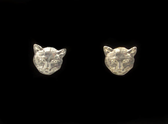 Tiny Cat Face Nickel Plated  Magnetic Earrings - Laura Wilson Gallery 