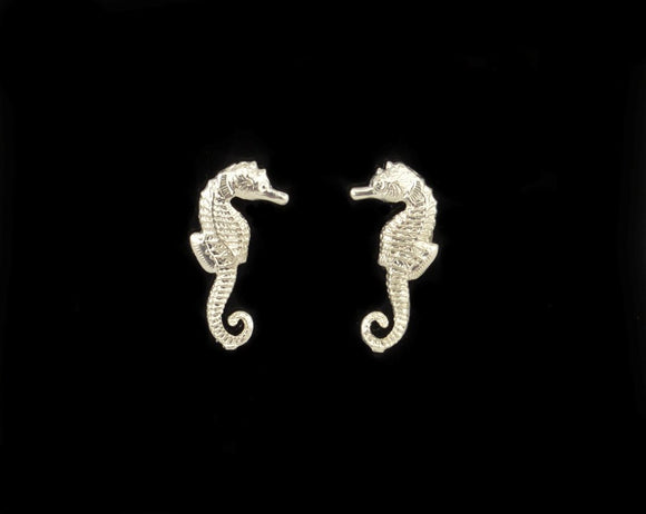 Handmade 11 x 22 mm Nickel Seahorse Magnetic Clip or Pierced Earring - Laura Wilson Gallery 