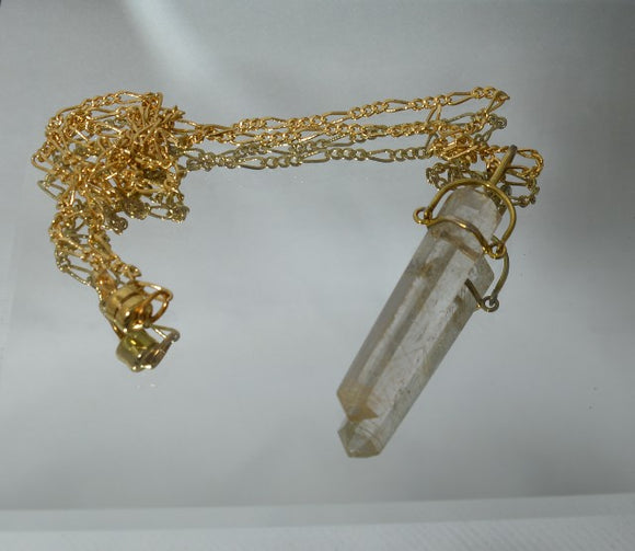 Rutilated Quartz Crystal Pendant In Gold Plated Setting - Laura Wilson Gallery 