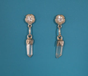 Quartz Crystal Magnetic Non Pierced Clip Dangle Silver Earrings - Laura Wilson Gallery 