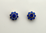 Sapphire 10 mm Round 9 Stone Cluster Swarovski Crystals Magnetic or Pierced Earrings - Laura Wilson Gallery 