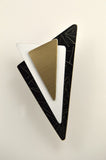 Handmade Original Design Black, Gold and White Aluminum Triangle Magnetic Brooch - Laura Wilson Gallery 