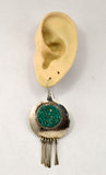 Vintage Mexico Silver Yin Yang Turquoise Dangle Pierced Earrings